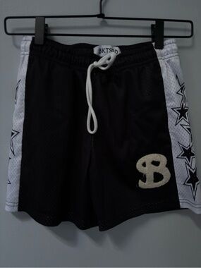 Bucket Squad Youth Black and White Star Trim Athletic Shorts